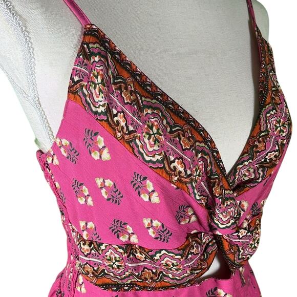 Angie Juniors Sleeveless Floral Front Tie Top Size L - Picture 3 of 4